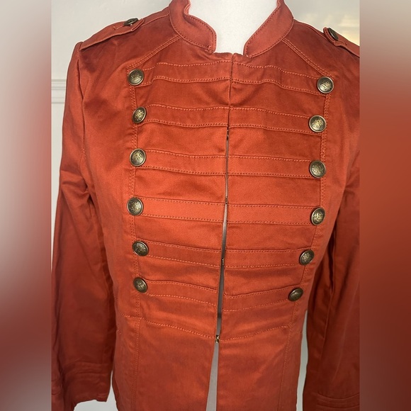 Chico’s Brown Military Field Jacket with Stand-Up Collar size 4/6 - Picture 3 of 12